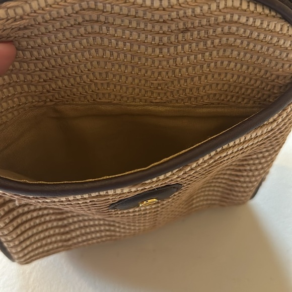 Vintage  Etienne Aigner Woven Straw & Leather Handbag Purse - Picture 12 of 14